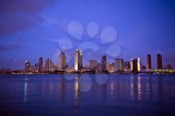 Royalty Free Photo of the San Diego Downtown Skyline At Night