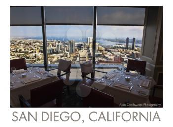 Royalty Free Photo of a Restaurant Overlooking San Diego, California