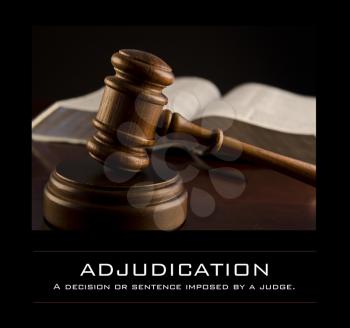 Royalty Free Photo of a Gavel and the Definition of the Word Adjudication