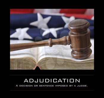 Royalty Free Photo of a Gavel, Book and American Flag