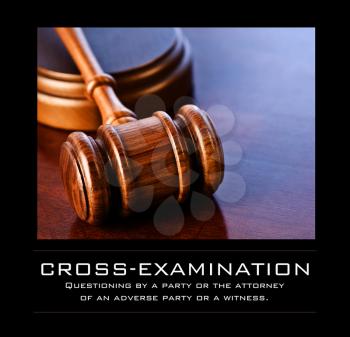 Royalty Free Photo of a Gavel and Definition of Cross-Examination