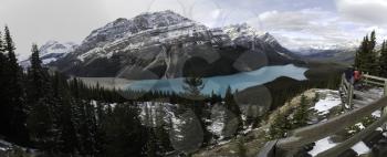Picturesque Peyto Lake, in Banff National Park.Peyto Lake (pea-toe) is a glacier-fed lake located in Banff National Park in the Canadian Rockies. The lake itself is easily accessed from the Icefields 