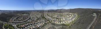 This is an 8 image aerial panoramic of the Santa Fe Hills, San Marcos, California, USA.