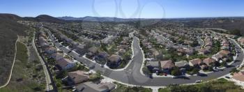 This is an 8 image aerial panoramic of the Santa Fe Hills, San Marcos, California, USA.