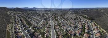 This is a 6 image aerial panoramic of the Santa Fe Hills, San Marcos, California, USA.