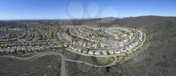 This is a 6 image aerial panoramic of the Santa Fe Hills, San Marcos, California, USA.