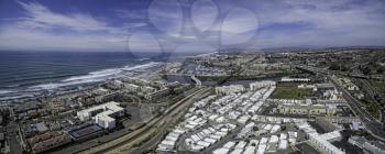Royalty Free Photo of An aerial panoramic of sunny Oceanside, California, USA. Oceanside is 40 miles North of San Diego. 