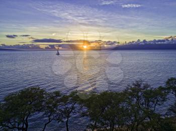 Royalty Free Photo of Kaanapali Beach Sunset, Maui, Hawaii, USA