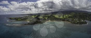 Royalty Free Photo of Kapalua bay and Napili bay aerial. Maui Island Aerial.