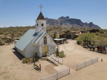 Royalty Free Photo of a Church at superstition mountain, Apache Junction, Arizona, USA
