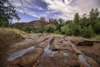 Royalty Free Photo of Sedona Arizona - Red Rock Crossing Reflections and Cathedral Rock