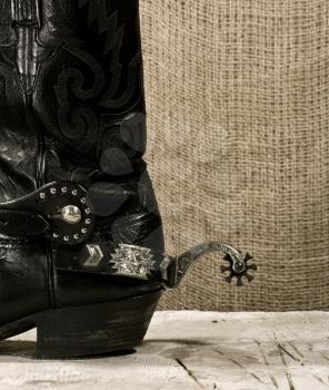 Royalty Free Photo of a Cowboy Boot and Spur