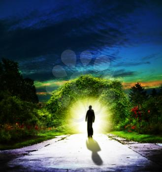 Walking to Eden. Abstract spiritual backgrounds