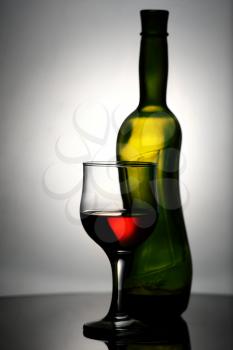 Abstract wine still life over grey backgrounds