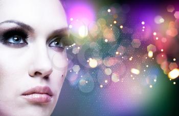 Art abstract female portrait with beauty bokeh