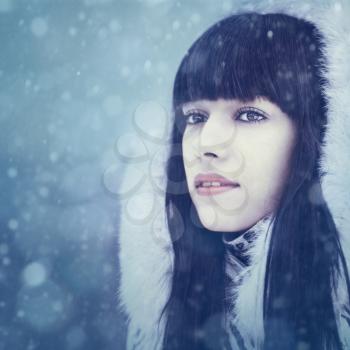 Winter girl. Beauty female portrait