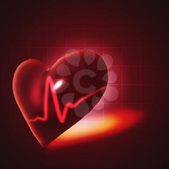 ECG abstract backgrounds with human 3D rendered heart