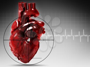 Human heart under attack, abstract medical background