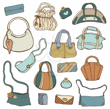 Royalty Free Clipart Image of a Collection of Purses