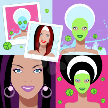 Royalty Free Clipart Image of a Women in Facial Mask