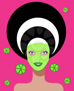 Royalty Free Clipart Image of a Woman Having a Facial
