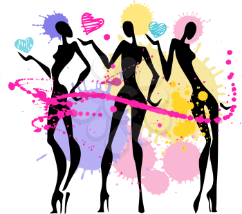 Royalty Free Clipart Image of three Women