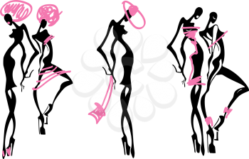 Royalty Free Clipart Image of Girl Silhouettes