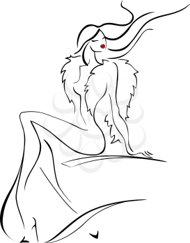 Royalty Free Clipart Image of a Woman in Fur