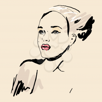 Royalty Free Clipart Image of a Woman With Red Lips