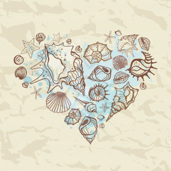 Royalty Free Clipart Image of a Shell Heart