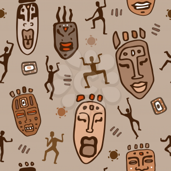 Royalty Free Clipart Image of a Tribal Mask Background