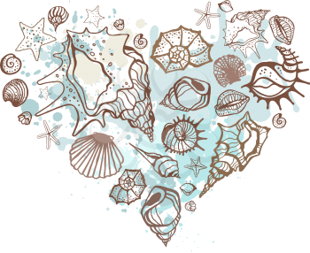 Royalty Free Clipart Image of a Seashell Heart