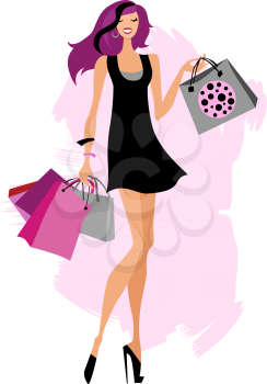Royalty Free Clipart Image of a Woman With Shopping Bags