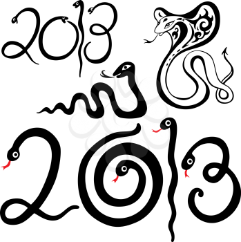 Royalty Free Clipart Image of Year of the Snake Elements for 2013