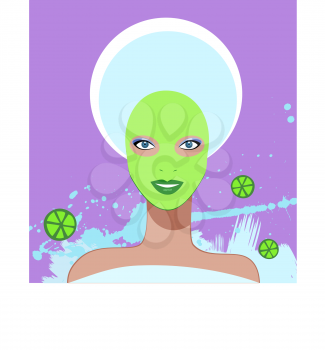 Royalty Free Clipart Image of a Woman Getting a Facial