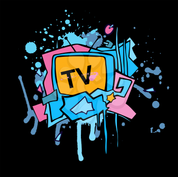 Royalty Free Clipart Image of a Grunge TV