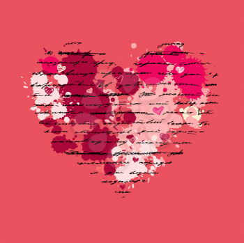 Royalty Free Clipart Image of a Grunge Heart on a Red Background