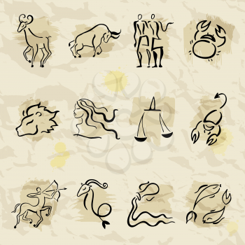 Royalty Free Clipart Image of the Twelve Signs of the Zodiac