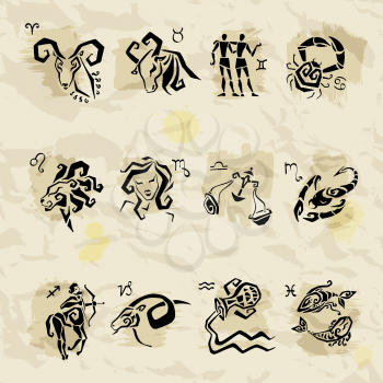 Royalty Free Clipart Image of the Astrological Signs