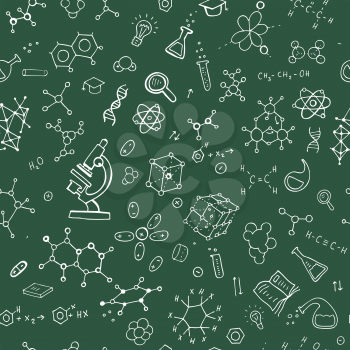 Royalty Free Clipart Image of a Background With Chemistry Symbols