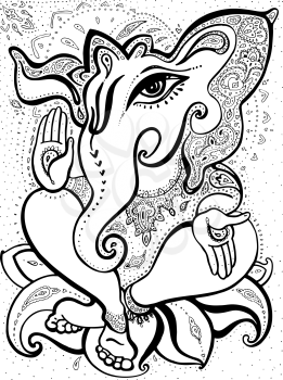 Royalty Free Clipart Image of the Hindu God Ganesha. 