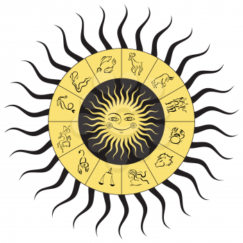 Royalty Free Clipart Image of a Horoscope Sun