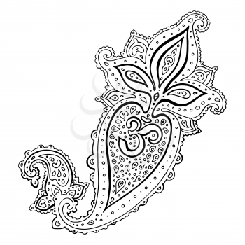 Paisley. Ethnic ornament. Om, Aum Symbol. Vector illustration isolated.