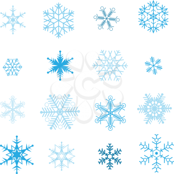 Snowflake winter set vector illustration. White background.