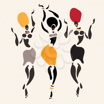 Figures of african dancers . Vector  Illustration.