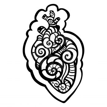 Decorative heart. Tribal pattern. Ethnic tattoo. Vector illustration.
