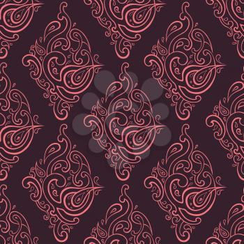 Seamless Paisley background. Elegant Hand Drawn vector pattern.