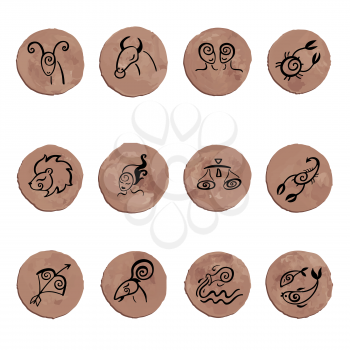 Horoscope Zodiac Star signs, vector set. Hand drawn illustration.