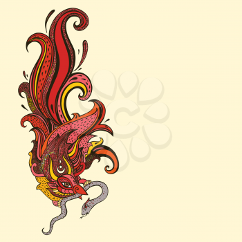 Garuda. Beautiful bird. Vector hand drawn illustration.