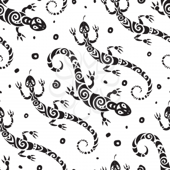 Lizards. Seamless Abstract background. Ethnic Vector pattern.